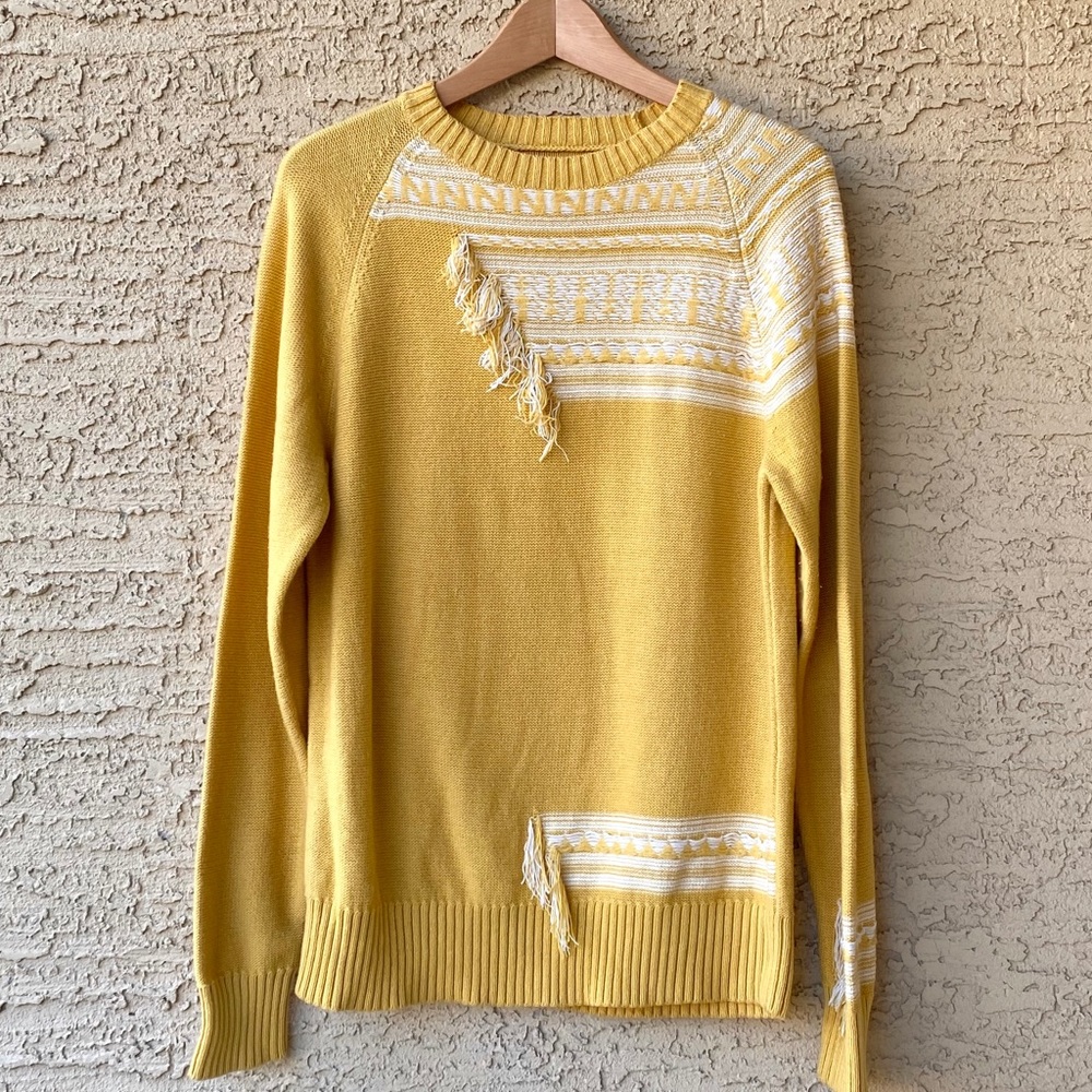The Rail | Yellow Sweater with Fringe Details